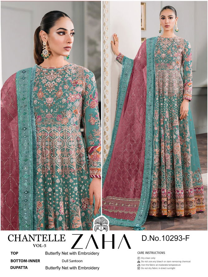 Zaha Chantelle Vol 5 E And F Butterfly Net Embroidery Pakistani Suits Wholesale Online
